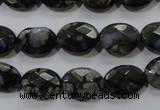 COP486 15.5 inches 10*14mm faceted oval natural grey opal beads