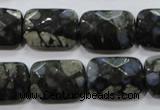 COP490 15.5 inches 13*18mm faceted rectangle natural grey opal beads