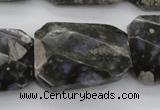 COP493 22*30mm faceted & twisted rectangle natural grey opal beads