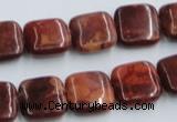 COP527 15.5 inches 14*14mm square red opal gemstone beads wholesale