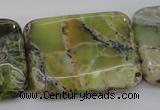 COP573 15.5 inches 30*40mm rectangle natural yellow & green opal beads