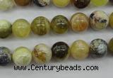 COP589 15.5 inches 10mm round natural yellow & green opal beads