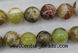 COP590 15.5 inches 12mm round natural yellow & green opal beads