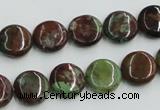 COP603 15.5 inches 12mm flat round green opal gemstone beads