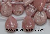 COP74 15.5 inches 13*18mm flat teardrop natural pink opal beads