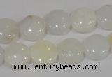 COP904 15.5 inches 12mm flat round natural white opal gemstone beads