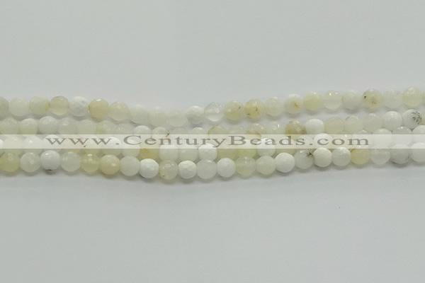 COP931 15.5 inches 6mm faceted round white opal gemstone beads