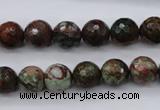 COP965 15.5 inches 14mm faceted round green opal gemstone beads