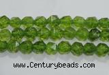 COQ115 15.5 inches 6mm faceted nuggets dyed olive quartz beads