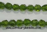 COQ116 15.5 inches 8mm faceted nuggets dyed olive quartz beads