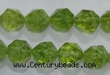 COQ117 15.5 inches 10mm faceted nuggets dyed olive quartz beads