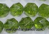 COQ119 15.5 inches 14mm faceted nuggets dyed olive quartz beads