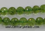 COQ16 16 inches 14mm faceted round dyed olive quartz beads wholesale