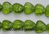 COQ30 15.5 inches 14*14mm heart dyed olive quartz beads wholesale