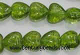 COQ32 15.5 inches 18*18mm heart dyed olive quartz beads wholesale