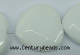 CPB316 15 inches 30*30mm faceted heart white porcelain beads