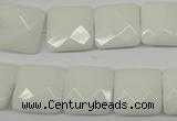 CPB321 15 inches 14*14mm faceted square white porcelain beads