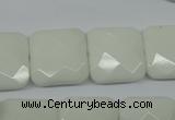 CPB323 15 inches 18*18mm faceted square white porcelain beads