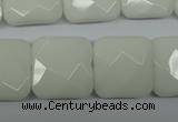 CPB324 15 inches 20*20mm faceted square white porcelain beads