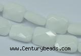 CPB328 15 inches 10*14mm faceted rectangle white porcelain beads