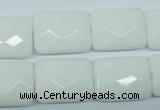CPB331 15 inches 15*20mm faceted rectangle white porcelain beads