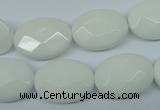 CPB339 15 inches 15*20mm faceted oval white porcelain beads