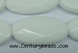 CPB341 15 inches 20*40mm faceted oval white porcelain beads