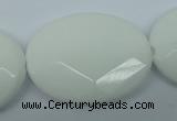 CPB342 15 inches 30*40mm faceted oval white porcelain beads