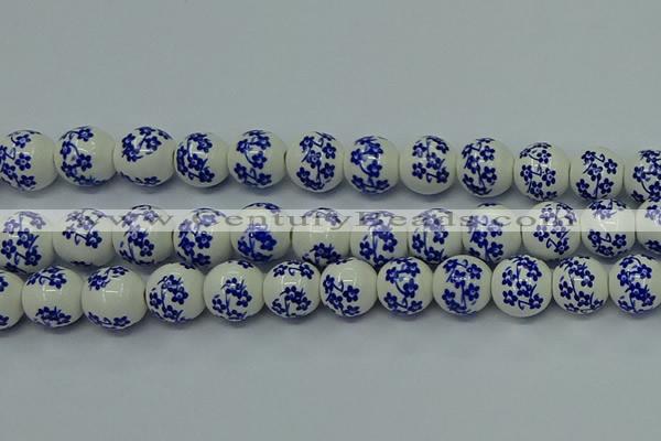 CPB504 15.5 inches 12mm round Painted porcelain beads
