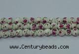 CPB632 15.5 inches 8mm round Painted porcelain beads