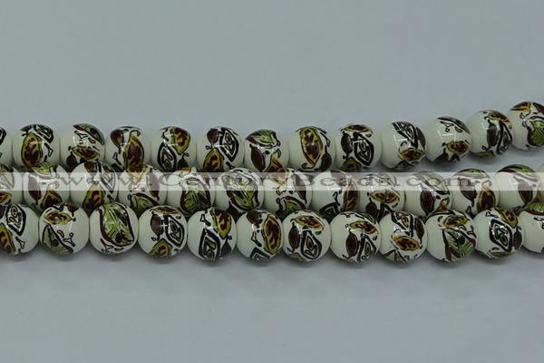 CPB642 15.5 inches 8mm round Painted porcelain beads