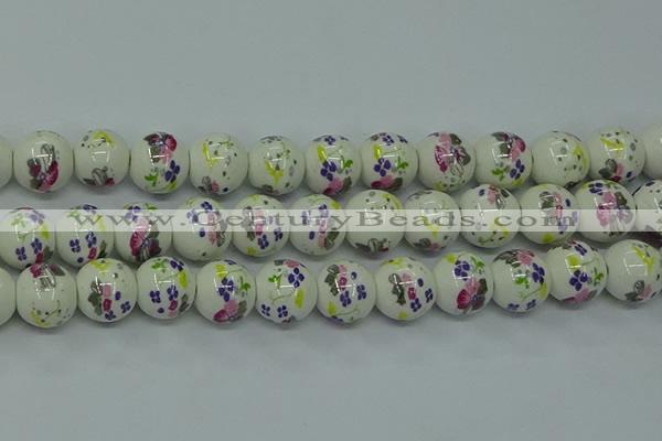 CPB773 15.5 inches 10mm round Painted porcelain beads