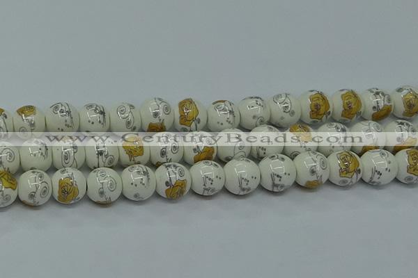 CPB805 15.5 inches 14mm round Painted porcelain beads