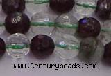 CPC11 15.5 inches 8mm faceted round green phantom quartz beads