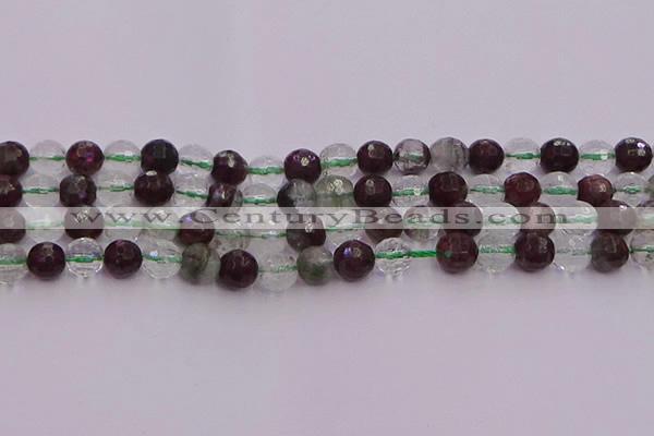 CPC11 15.5 inches 8mm faceted round green phantom quartz beads