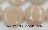 CPI10 15.5 inches 25mm flat round pink aventurine jade beads wholesale
