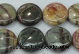 CPJ27 15.5 inches 20mm flat round picasso jasper beads wholesale