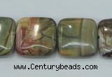 CPJ32 15.5 inches 20*20mm square picasso jasper beads wholesale