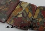 CPJ380 18*25mm - 26*32mm trapezoid picasso jasper & pyrite beads