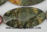 CPJ415 15 inches 25*50mm faceted oval picasso jasper gemstone beads