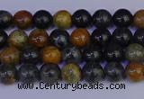 CPJ470 15.5 inches 4mm round black picasso jasper beads wholesale