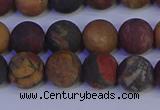 CPJ503 15.5 inches 10mm round matte picasso jasper beads wholesale