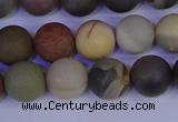 CPJ513 15.5 inches 10mm round matte polychrome jasper beads wholeasle