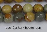 CPJ542 15.5 inches 8mm faceted round wildhorse picture jasper beads