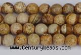 CPJ555 15.5 inches 4mm faceted round picture jasper beads