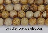 CPJ556 15.5 inches 6mm faceted round picture jasper beads