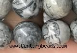 CPJ584 15.5 inches 12mm round grey picture jasper beads wholesale