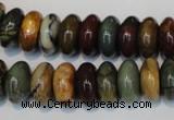 CPJ69 15.5 inches 7*14mm rondelle picasso jasper gemstone beads