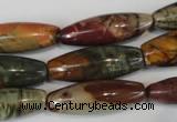 CPJ72 15.5 inches 10*30mm rice picasso jasper gemstone beads