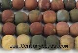 CPJ735 15 inches 4mm round matte picasso jasper beads